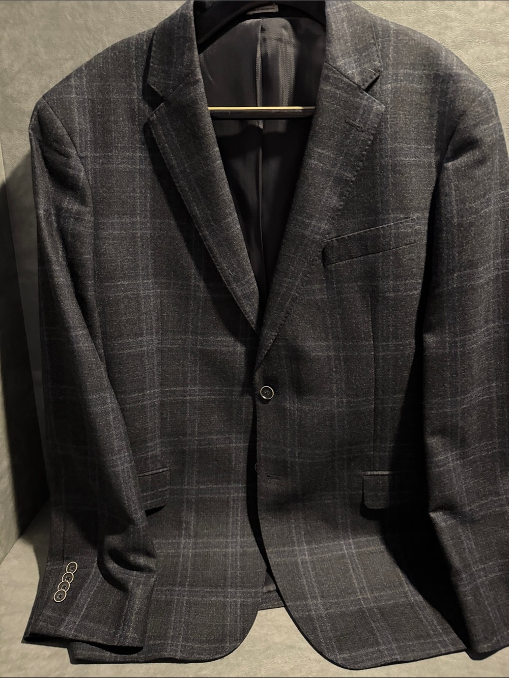 Joseph Abboud Charcoal Plaid Single-Breasted Blazer